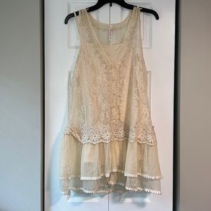 Pretty angel lace tunic mini dress vest